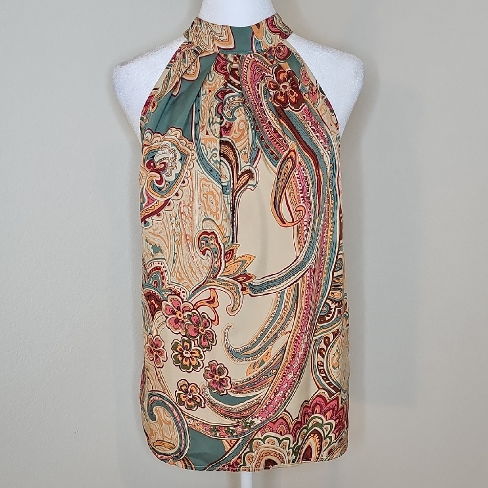 Paisley Halter Sleeveless Multi-color Top Sz M - Picture 8 of 8